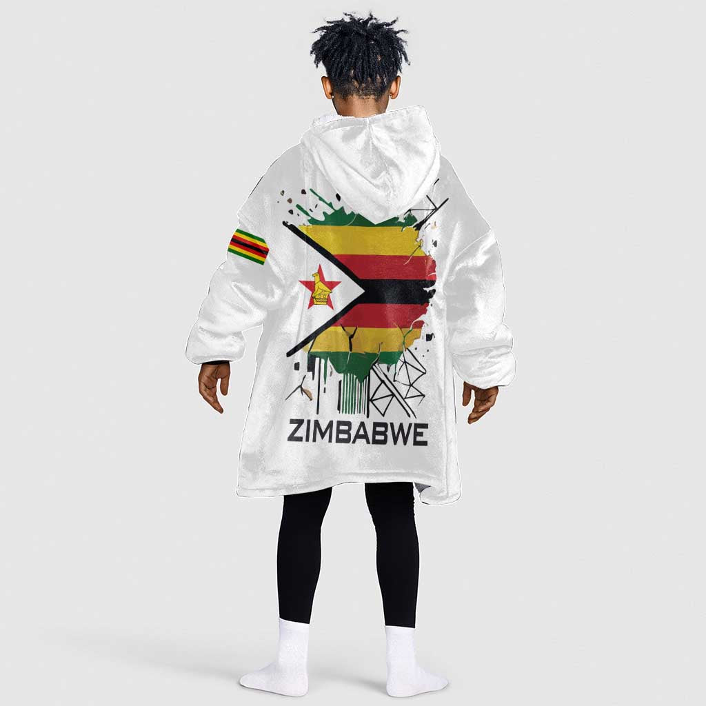 Spirit of Zimbabwe Kid Wearable Blanket Hoodie Flag Colors and Symbol of Peace