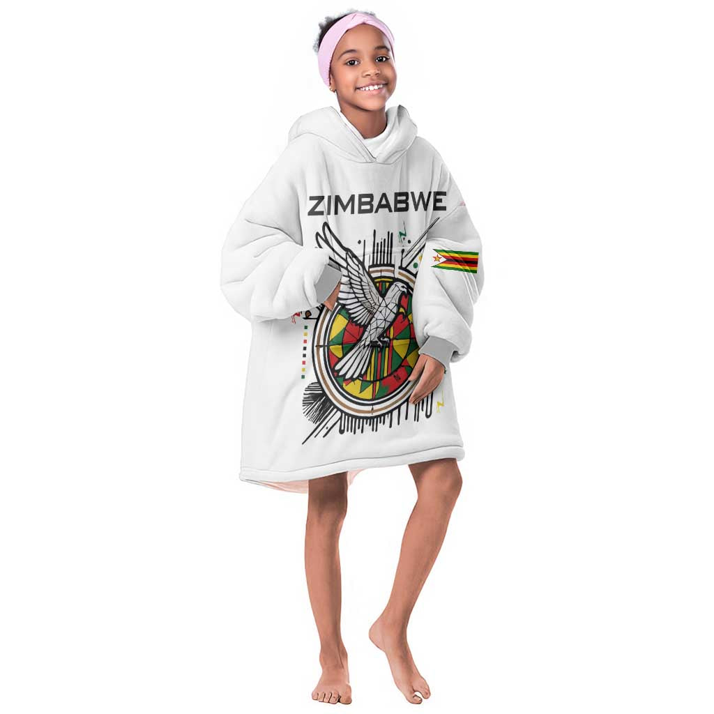 Spirit of Zimbabwe Kid Wearable Blanket Hoodie Flag Colors and Symbol of Peace