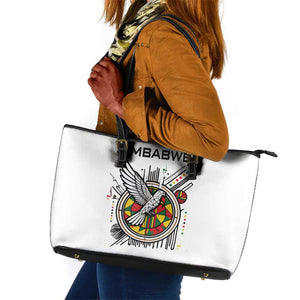 Spirit of Zimbabwe Leather Tote Bag Flag Colors and Symbol of Peace