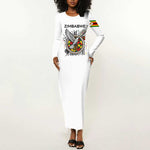 Spirit of Zimbabwe Long Sleeve Bodycon Dress Flag Colors and Symbol of Peace TS04