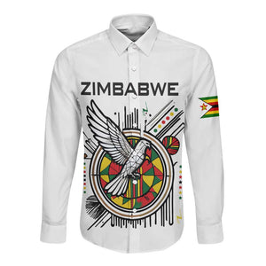 Spirit of Zimbabwe Long Sleeve Button Shirt Flag Colors and Symbol of Peace