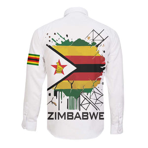 Spirit of Zimbabwe Long Sleeve Button Shirt Flag Colors and Symbol of Peace