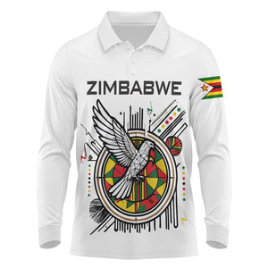 Spirit of Zimbabwe Long Sleeve Polo Shirt Flag Colors and Symbol of Peace