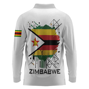 Spirit of Zimbabwe Long Sleeve Polo Shirt Flag Colors and Symbol of Peace