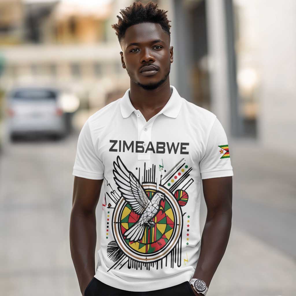 Spirit of Zimbabwe Polo Shirt Flag Colors and Symbol of Peace