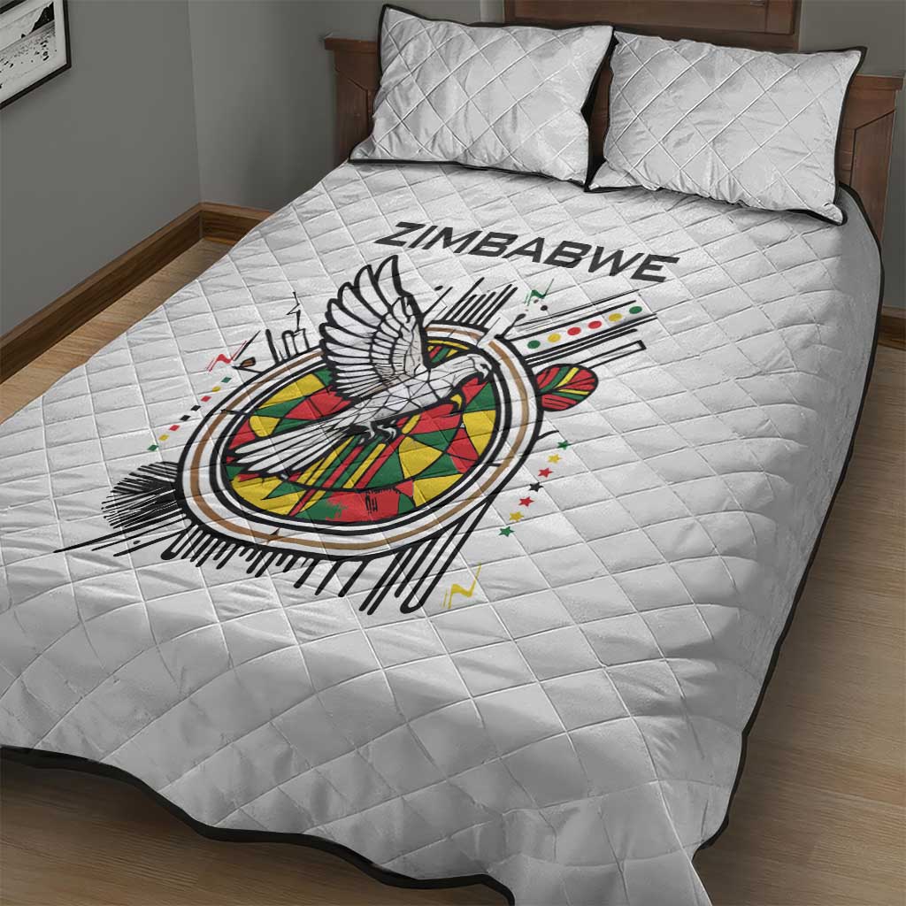 Spirit of Zimbabwe Quilt Bed Set Flag Colors and Symbol of Peace