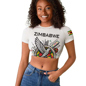 Spirit of Zimbabwe Raglan Cropped T shirt Flag Colors and Symbol of Peace