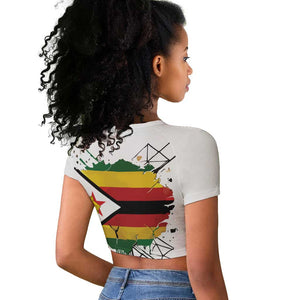 Spirit of Zimbabwe Raglan Cropped T shirt Flag Colors and Symbol of Peace