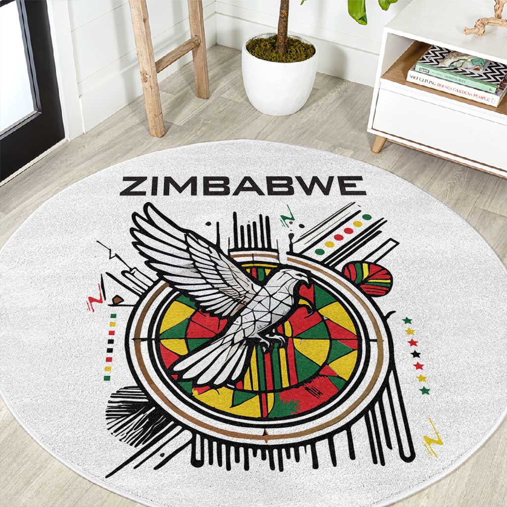 Spirit of Zimbabwe Round Carpet Flag Colors and Symbol of Peace