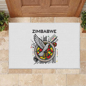 Spirit of Zimbabwe Rubber Doormat Flag Colors and Symbol of Peace