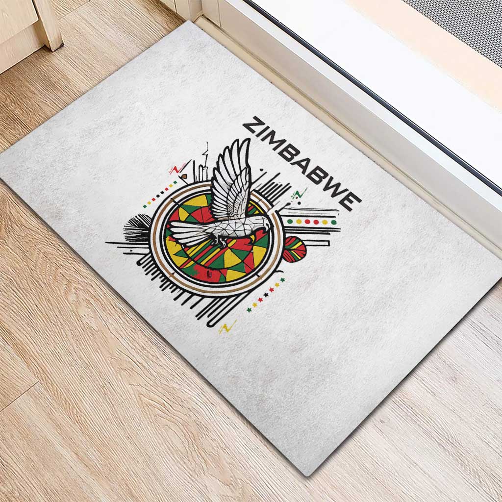 Spirit of Zimbabwe Rubber Doormat Flag Colors and Symbol of Peace