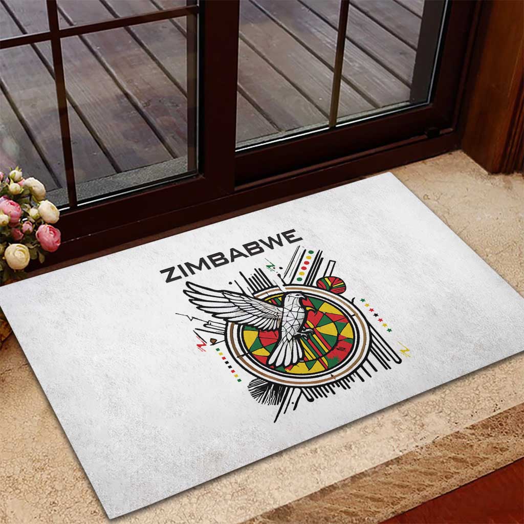 Spirit of Zimbabwe Rubber Doormat Flag Colors and Symbol of Peace