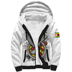 Spirit of Zimbabwe Sherpa Hoodie Flag Colors and Symbol of Peace