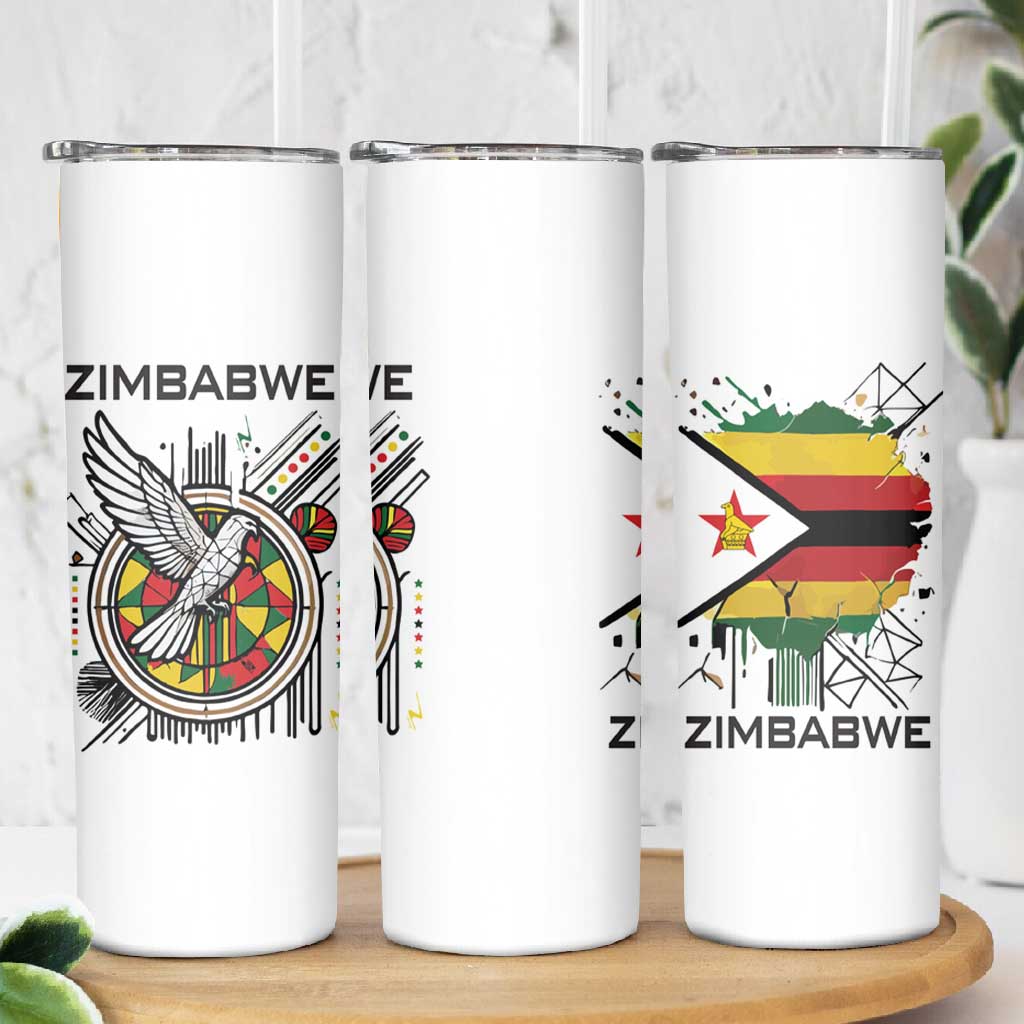 Spirit of Zimbabwe Skinny Tumbler Flag Colors and Symbol of Peace