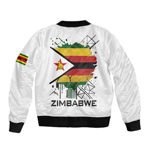 Spirit of Zimbabwe Sleeve Zip Bomber Jacket Flag Colors and Symbol of Peace