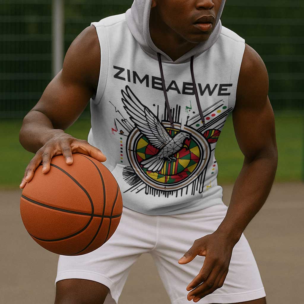 Spirit of Zimbabwe Sleeveless Hoodie Flag Colors and Symbol of Peace - African Pride