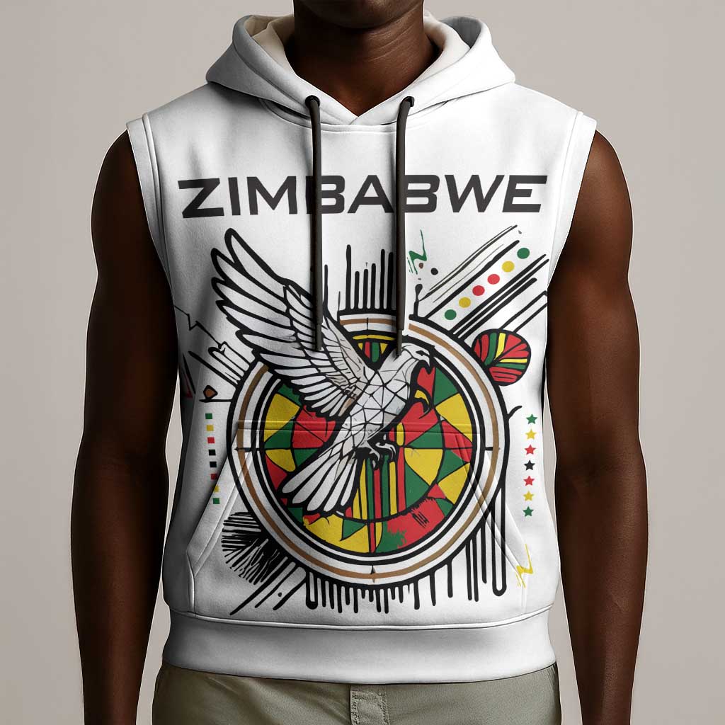 Spirit of Zimbabwe Sleeveless Hoodie Flag Colors and Symbol of Peace - African Pride
