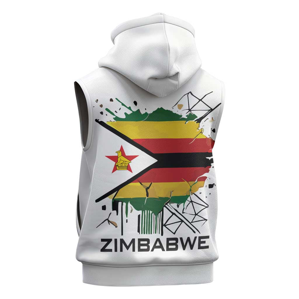 Spirit of Zimbabwe Sleeveless Zip Hoodie Flag Colors and Symbol of Peace - African Pride