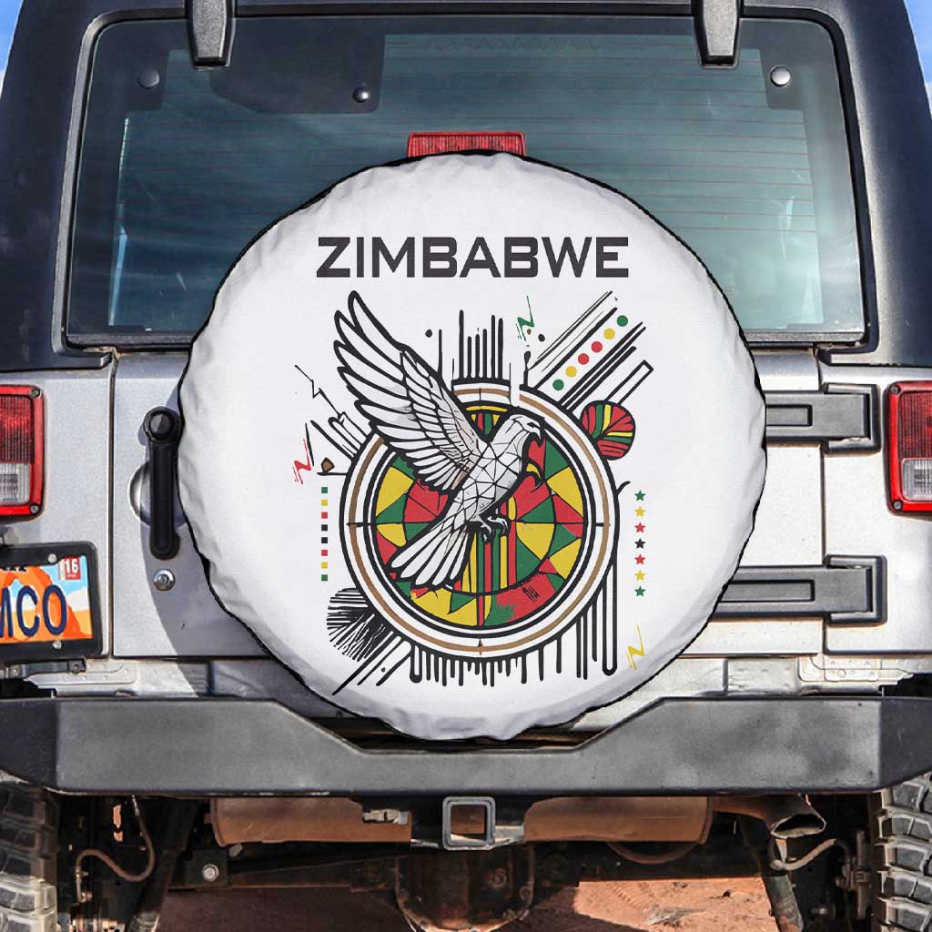 Spirit of Zimbabwe Spare Tire Cover Flag Colors and Symbol of Peace