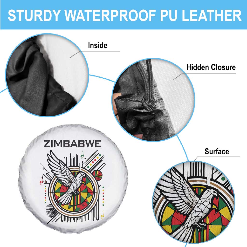 Spirit of Zimbabwe Spare Tire Cover Flag Colors and Symbol of Peace