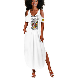 Spirit of Zimbabwe Summer Maxi Dress Flag Colors and Symbol of Peace