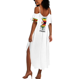 Spirit of Zimbabwe Summer Maxi Dress Flag Colors and Symbol of Peace