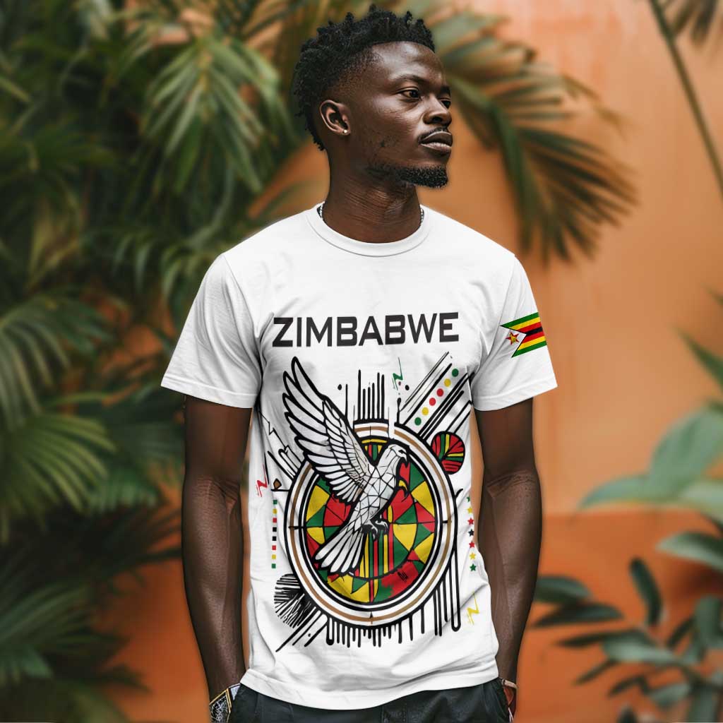 Spirit of Zimbabwe T shirt Flag Colors and Symbol of Peace
