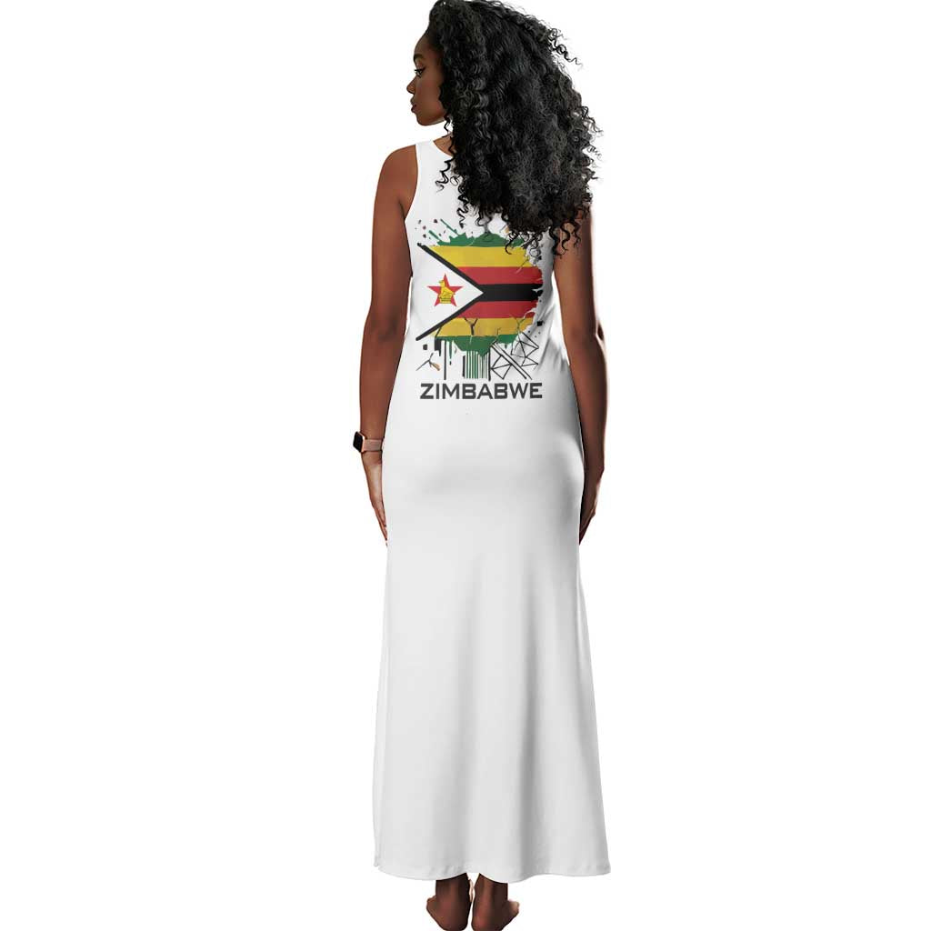 Spirit of Zimbabwe Tank Maxi Dress Flag Colors and Symbol of Peace