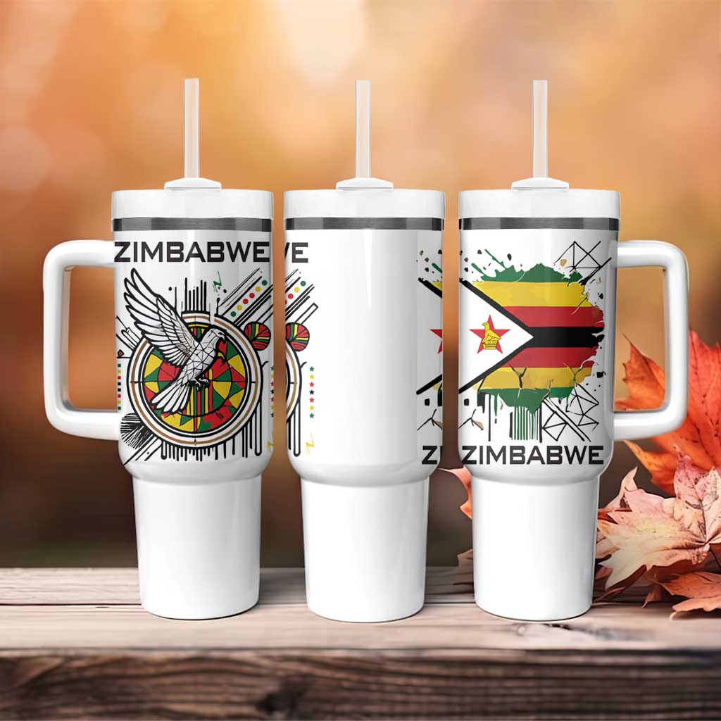 Spirit of Zimbabwe Tumbler With Handle Flag Colors and Symbol of Peace
