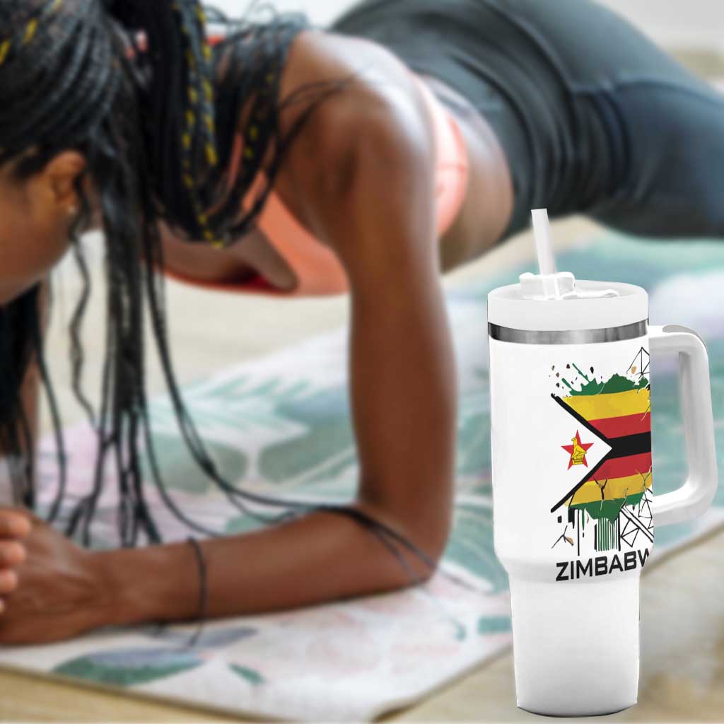 Spirit of Zimbabwe Tumbler With Handle Flag Colors and Symbol of Peace
