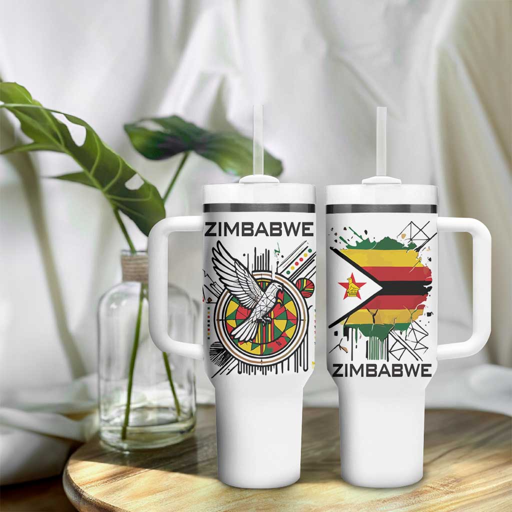 Spirit of Zimbabwe Tumbler With Handle Flag Colors and Symbol of Peace