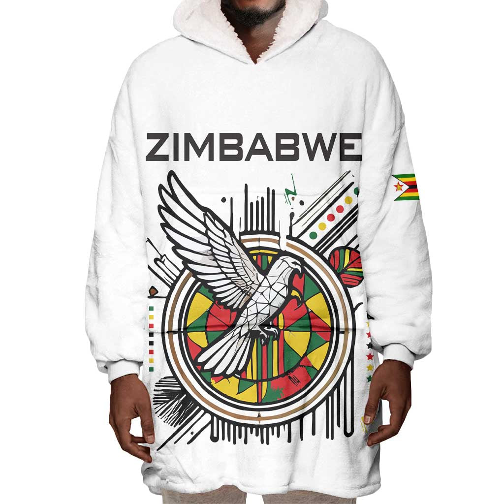 Spirit of Zimbabwe Wearable Blanket Hoodie Flag Colors and Symbol of Peace
