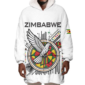 Spirit of Zimbabwe Wearable Blanket Hoodie Flag Colors and Symbol of Peace