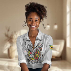 Spirit of Zimbabwe Women Casual Shirt Flag Colors and Symbol of Peace