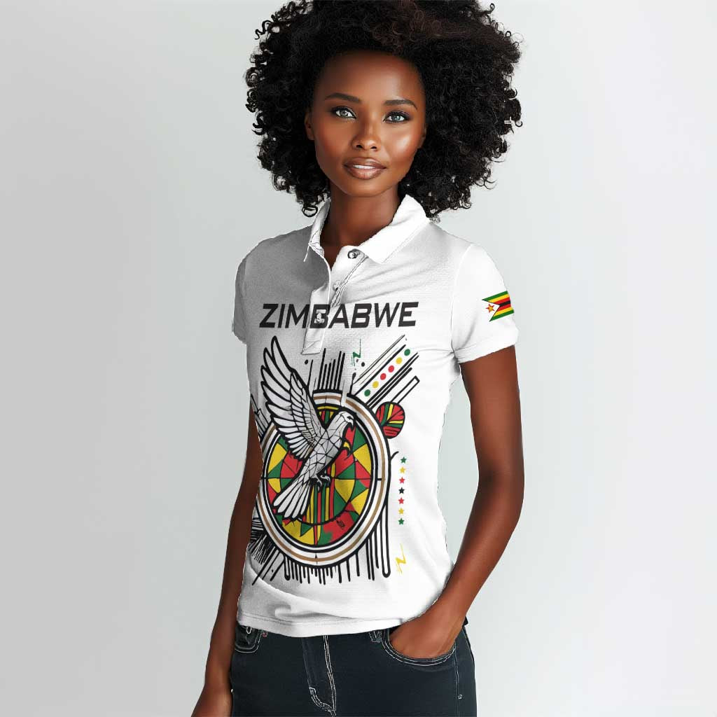 Spirit of Zimbabwe Women Polo Shirt Flag Colors and Symbol of Peace