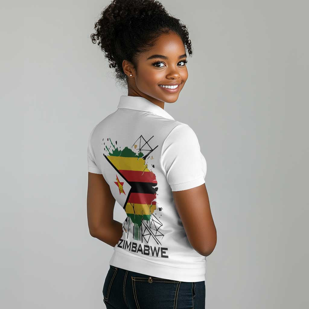 Spirit of Zimbabwe Women Polo Shirt Flag Colors and Symbol of Peace