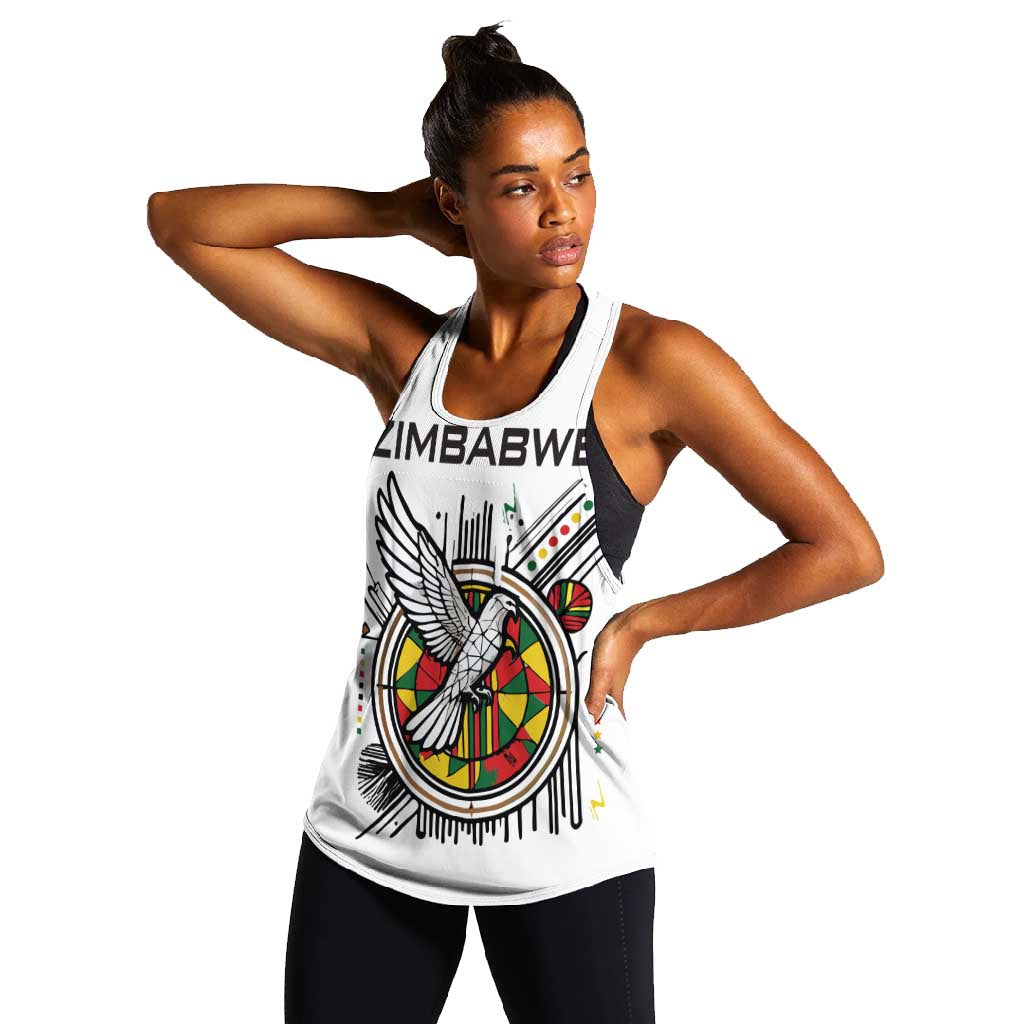 Spirit of Zimbabwe Women Racerback Tank Flag Colors and Symbol of Peace