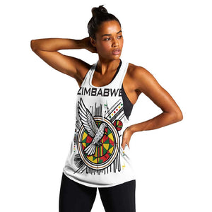 Spirit of Zimbabwe Women Racerback Tank Flag Colors and Symbol of Peace