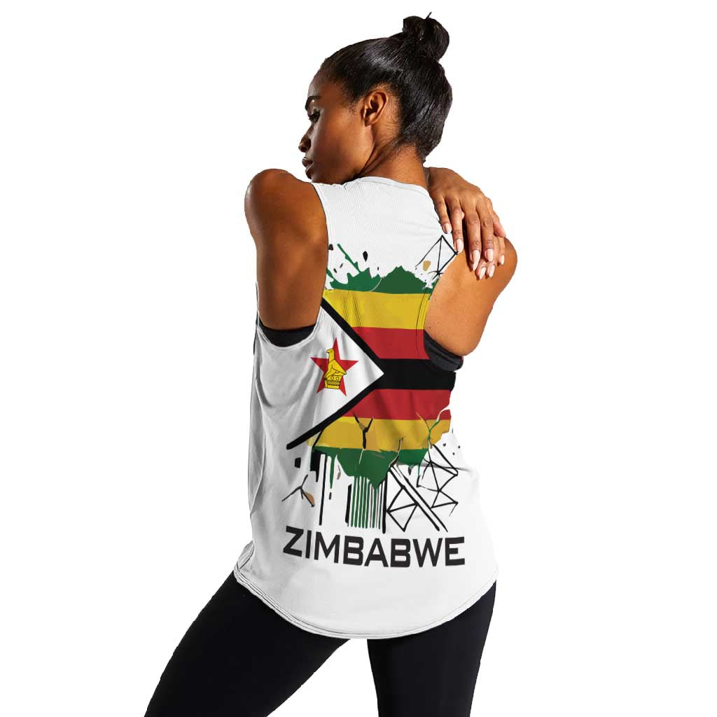 Spirit of Zimbabwe Women Racerback Tank Flag Colors and Symbol of Peace