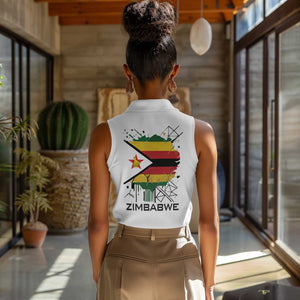 Spirit of Zimbabwe Women Sleeveless Polo Shirt Flag Colors and Symbol of Peace