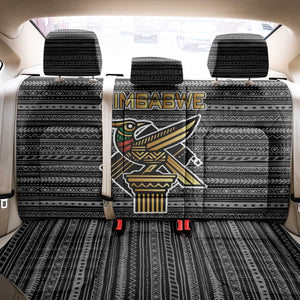 Zimbabwean Bird Statue Back Car Seat Cover Tribal Pattern Flag Patch and Heritage Symbol