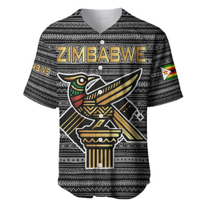 Zimbabwean Bird Statue Baseball Jersey Tribal Pattern Flag Patch and Heritage Symbol