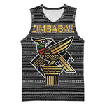 Zimbabwean Bird Statue Basketball Jersey Tribal Pattern Flag Patch and Heritage Symbol - African Pride