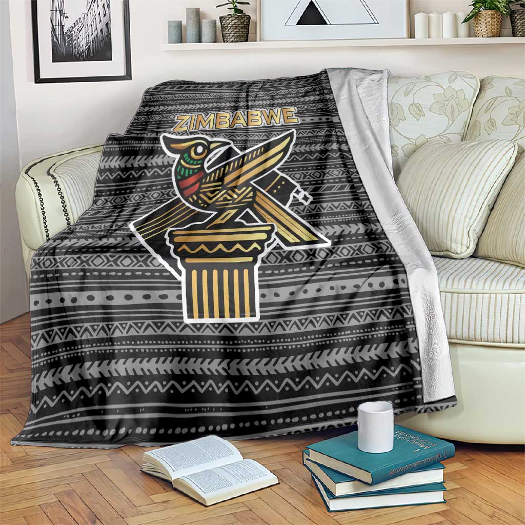 Zimbabwean Bird Statue Blanket Tribal Pattern Flag Patch and Heritage Symbol