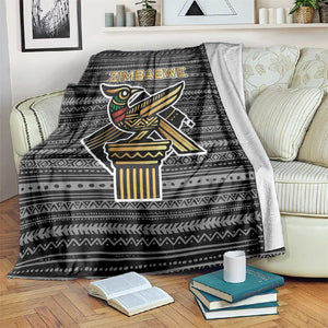 Zimbabwean Bird Statue Blanket Tribal Pattern Flag Patch and Heritage Symbol