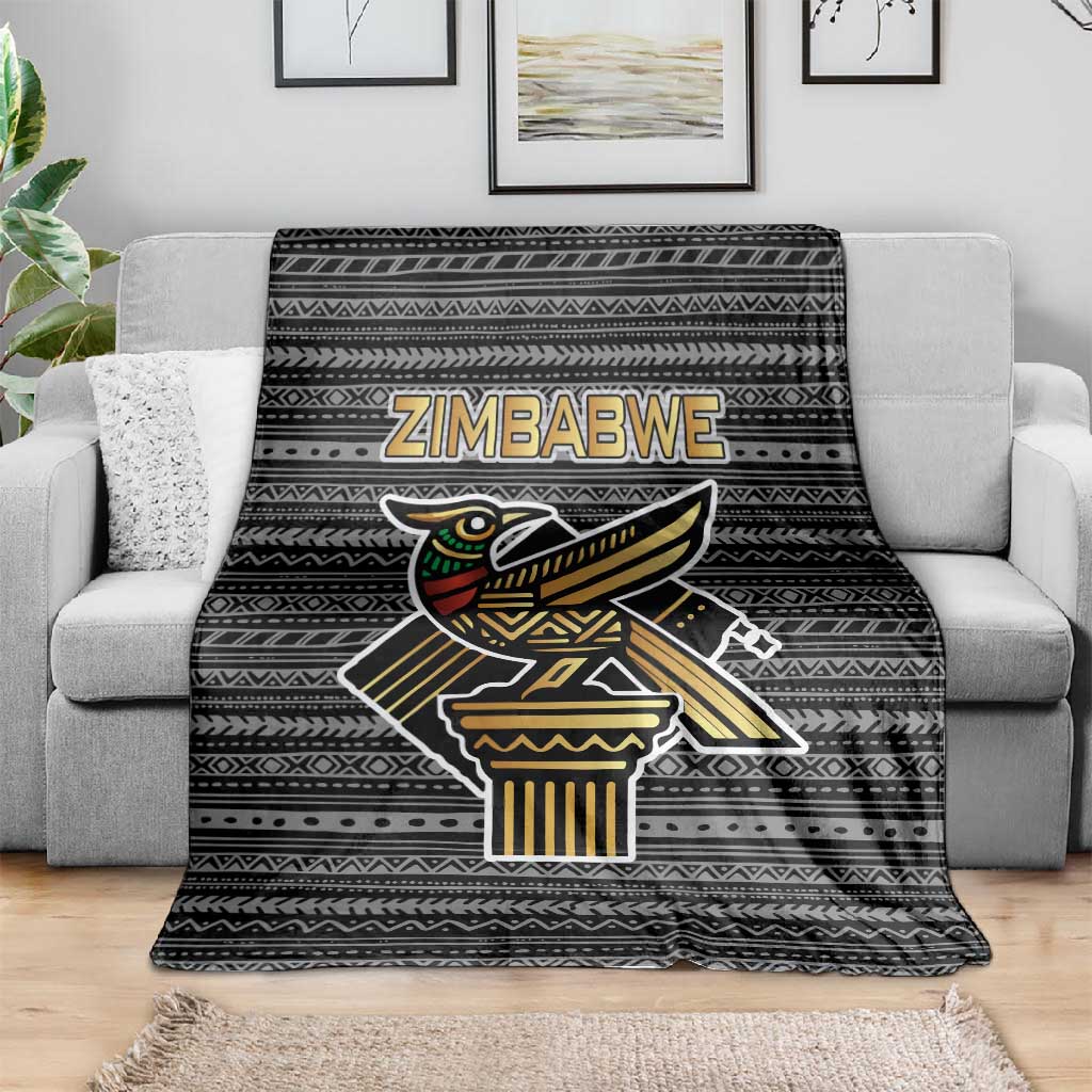 Zimbabwean Bird Statue Blanket Tribal Pattern Flag Patch and Heritage Symbol