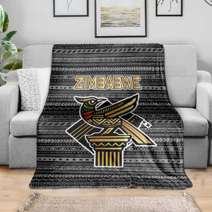 Zimbabwean Bird Statue Blanket Tribal Pattern Flag Patch and Heritage Symbol