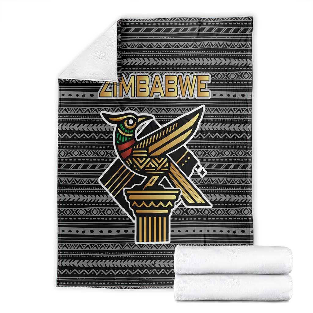 Zimbabwean Bird Statue Blanket Tribal Pattern Flag Patch and Heritage Symbol