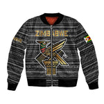 Zimbabwean Bird Statue Bomber Jacket Tribal Pattern Flag Patch and Heritage Symbol