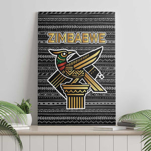 Zimbabwean Bird Statue Canvas Wall Art Tribal Pattern Flag Patch and Heritage Symbol